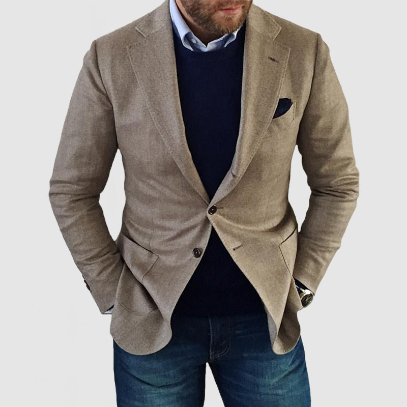 BRANTELL | Herren-strickjacke mit lässigen knöpfen, taschen und reverskragen, einfarbig, langärmelig