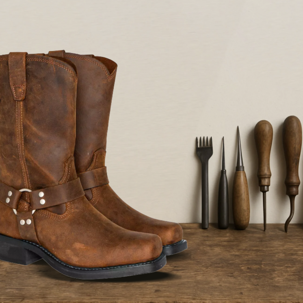 Brantell | Retro Halbhohe Lederstiefel