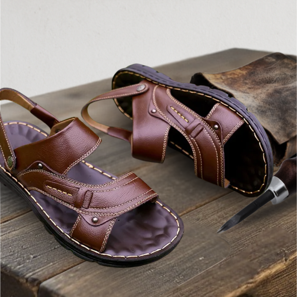 Brantell | Rutschfeste Orthopädische Sandalen aus Leder für Männer