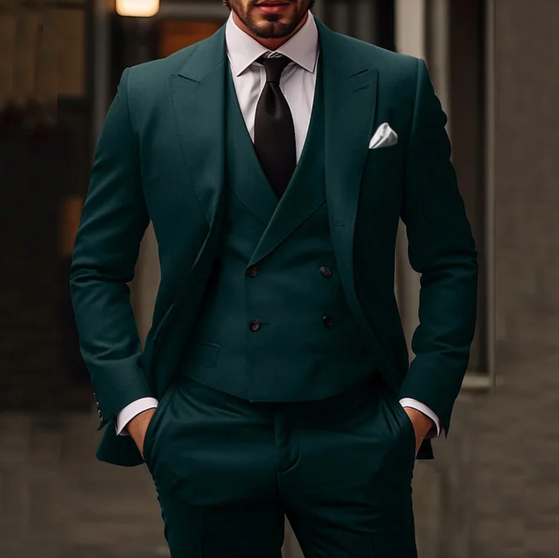 BRANTELL | 3-teiliges set für herren aus schlichtem business-blazer, weste und hose