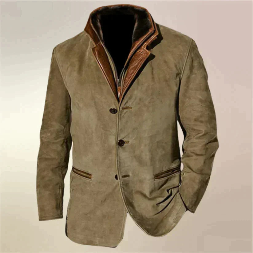 BRANTELL | Vintage-Herren Wildleder-Sakko mit Leder-Details
