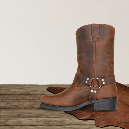 Brantell | Retro Halbhohe Lederstiefel