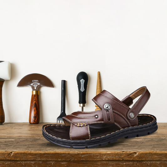 Brantell | Rutschfeste Orthopädische Sandalen aus Leder für Männer