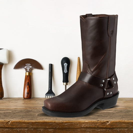 Brantell | Retro Halbhohe Lederstiefel