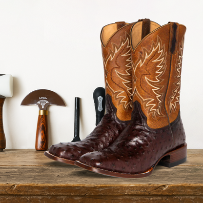 Brantell | Mid-calf Embroidered Leather Boots