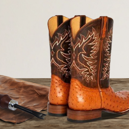 Brantell | Mid-calf Embroidered Leather Boots
