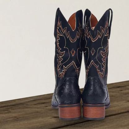 Brantell | Mid-calf Embroidered Leather Boots