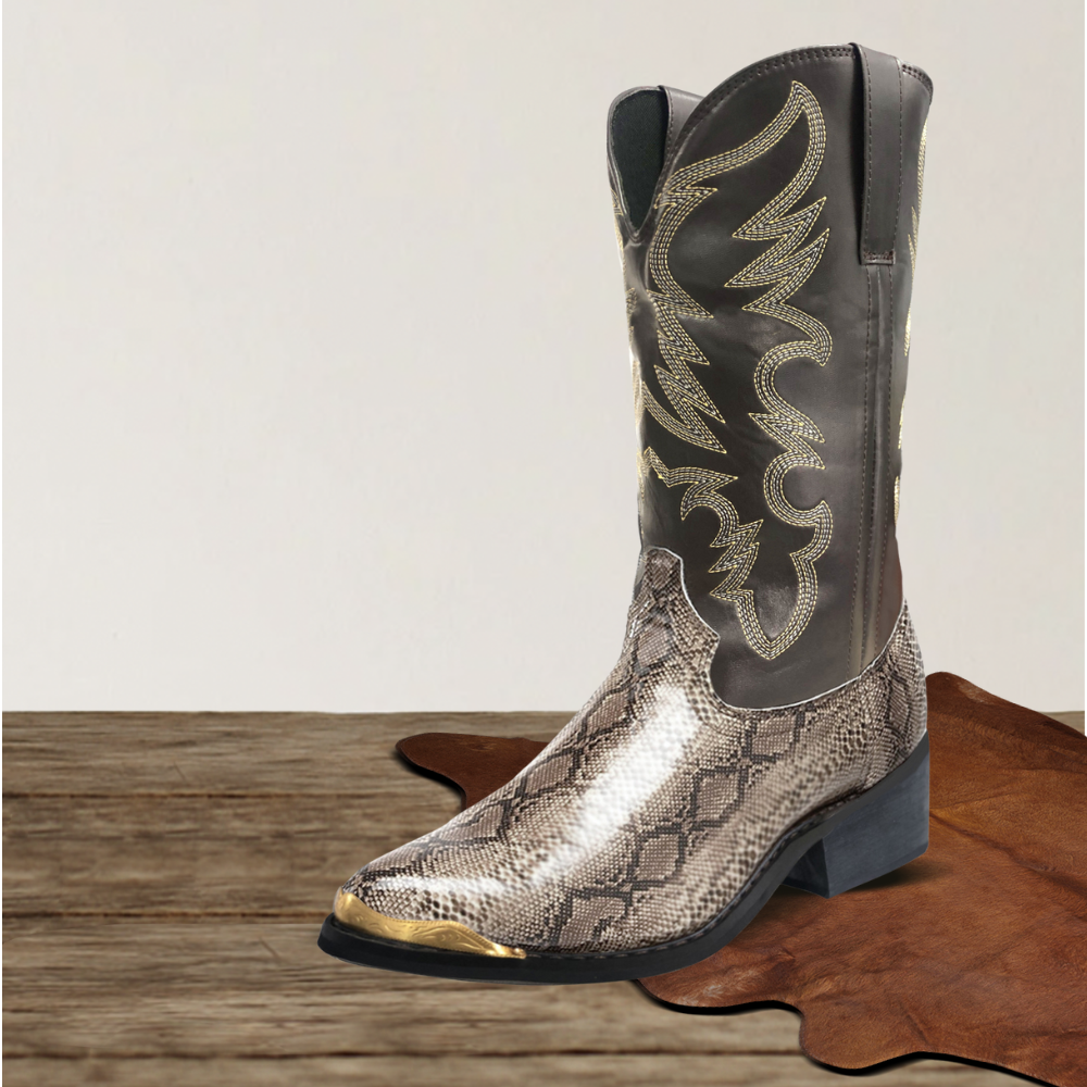 Brantell | Bestickte Westernstiefel im Schlangenleder-Stil