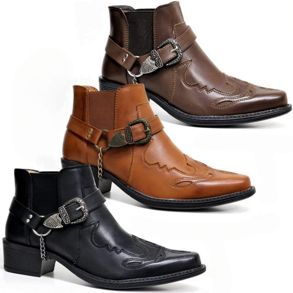 Brantell | Cowboystiefel mit Kettenschnalle und spitzer Zehe