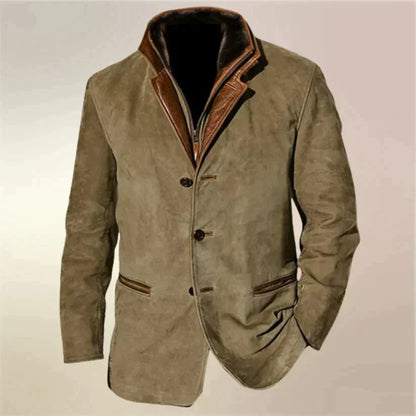 BRANTELL | Vintage-Herren Wildleder-Sakko mit Leder-Details