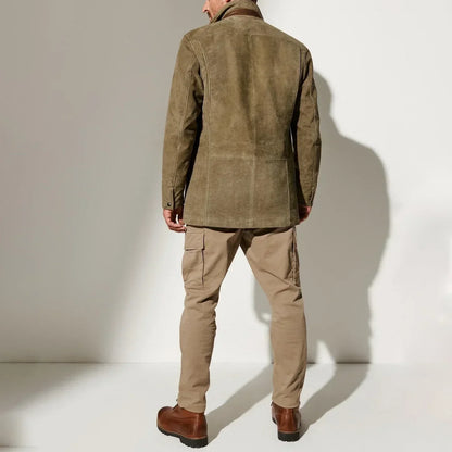 BRANTELL | Vintage-Herren Wildleder-Sakko mit Leder-Details